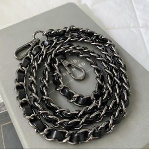 Black Leather/Black Tone Chain Replacement Strap